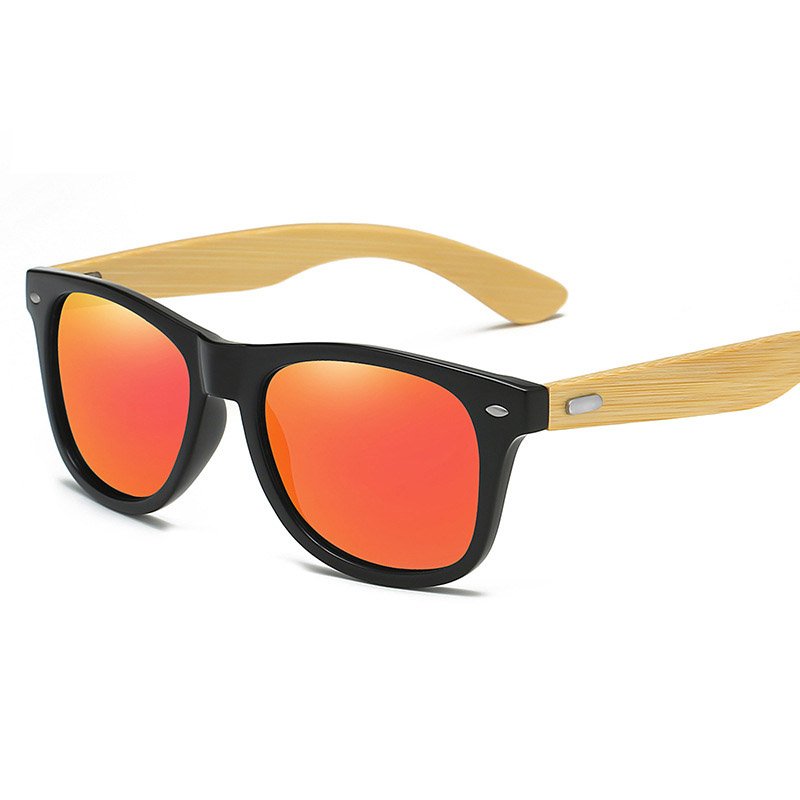 bamboo sunglasses with red lens